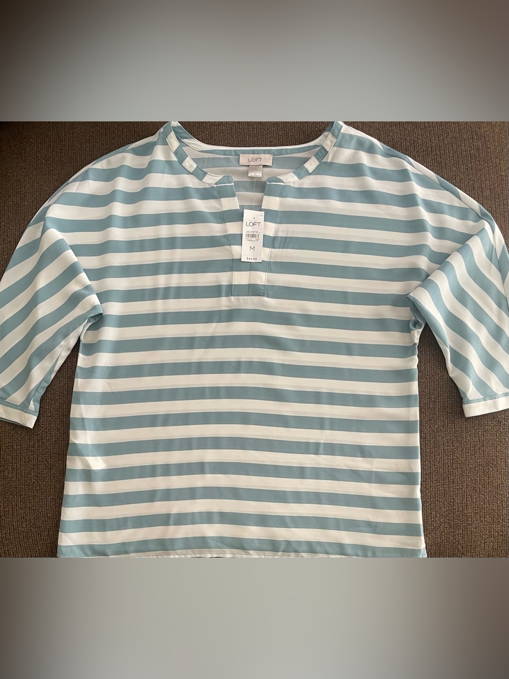 NWT Women’s Ann Taylor LOFT Striped V-Neck Short Sleeve Top Size M ~MSRP $44
